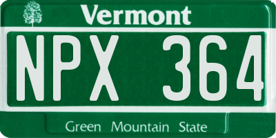 VT license plate NPX364