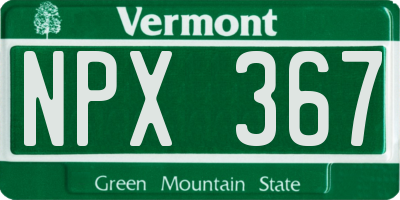 VT license plate NPX367