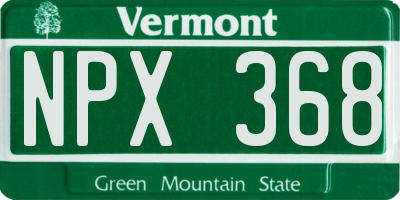 VT license plate NPX368