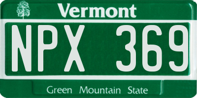 VT license plate NPX369