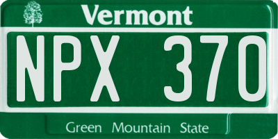 VT license plate NPX370