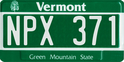 VT license plate NPX371