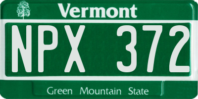 VT license plate NPX372