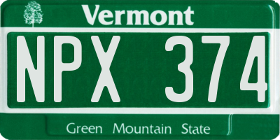 VT license plate NPX374