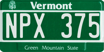VT license plate NPX375