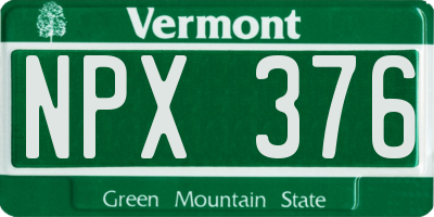 VT license plate NPX376