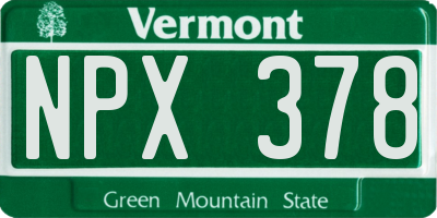 VT license plate NPX378