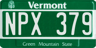 VT license plate NPX379