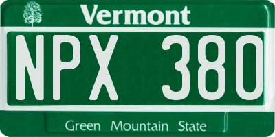 VT license plate NPX380