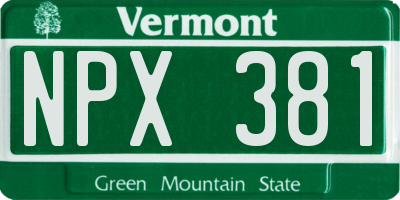 VT license plate NPX381