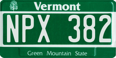 VT license plate NPX382
