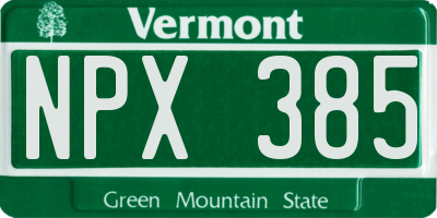 VT license plate NPX385