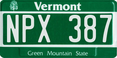 VT license plate NPX387