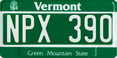 VT license plate NPX390