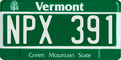 VT license plate NPX391