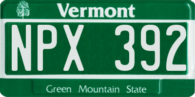 VT license plate NPX392