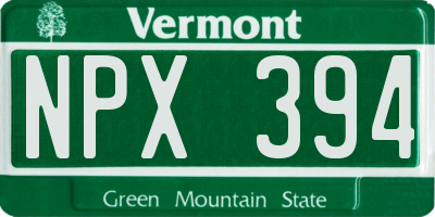 VT license plate NPX394