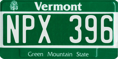 VT license plate NPX396