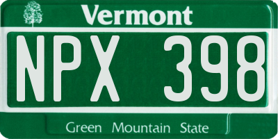 VT license plate NPX398