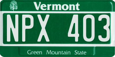 VT license plate NPX403