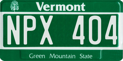VT license plate NPX404