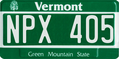 VT license plate NPX405