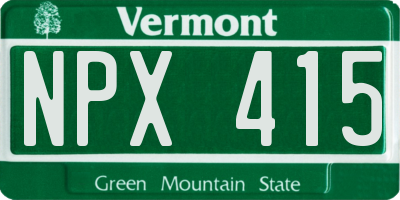 VT license plate NPX415