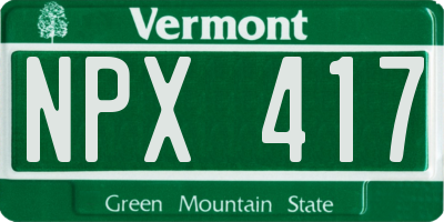 VT license plate NPX417