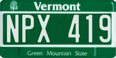 VT license plate NPX419