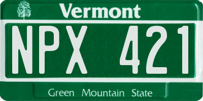 VT license plate NPX421