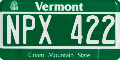 VT license plate NPX422