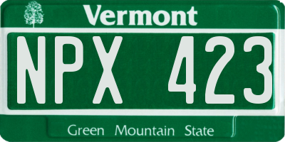 VT license plate NPX423