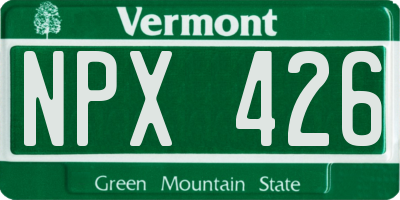 VT license plate NPX426