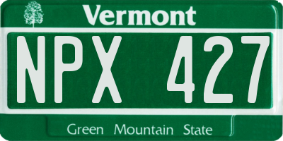 VT license plate NPX427