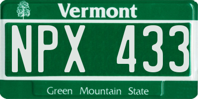 VT license plate NPX433