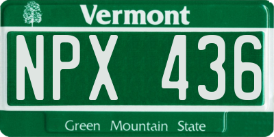 VT license plate NPX436