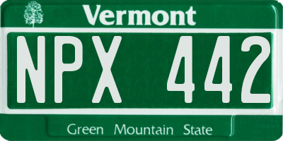 VT license plate NPX442