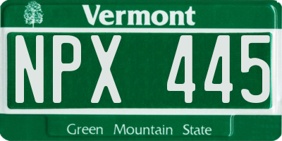 VT license plate NPX445
