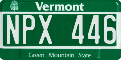 VT license plate NPX446
