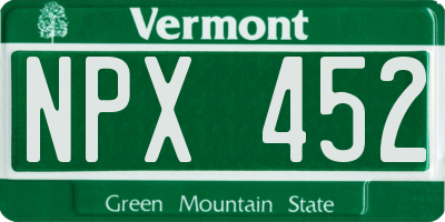 VT license plate NPX452