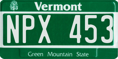 VT license plate NPX453