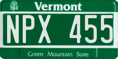VT license plate NPX455