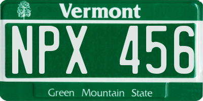 VT license plate NPX456