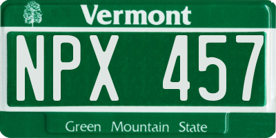 VT license plate NPX457