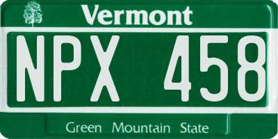 VT license plate NPX458