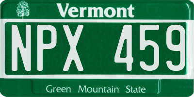 VT license plate NPX459