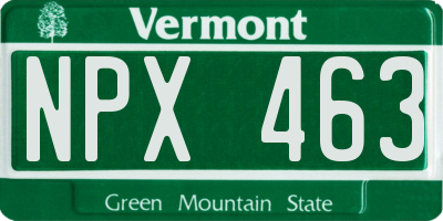 VT license plate NPX463