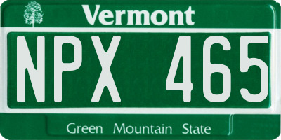 VT license plate NPX465