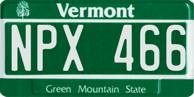 VT license plate NPX466
