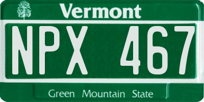 VT license plate NPX467
